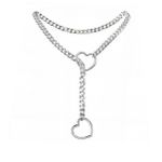 Coleira de Corrente com 2 Corações SI (9734) - Cromado