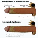 *Capa Peniana de 16cm Para 20cm Com Vibro Anel Escrotal VP (CA034) - Bege