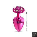 Plug de Metal P Com Pedras Cravejadas (HA134) - Rosa