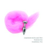 Plug de Plástico M Less Cromado Com Cauda (HA169C) - Rosa