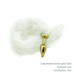 Plug de Plástico M Less Dourado Com Cauda (HA169D) - Branco