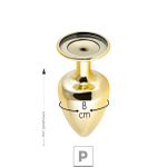 Plug de Metal P Personalittè Com Duas Pedras - (HA185) - Dourado