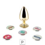 Plug de Metal P Personalittè Com Duas Pedras - (HA185) - Dourado