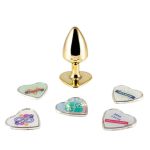 Plug Metálico Personalité Coração Com Duas Pedras - (HA189) - Dourado