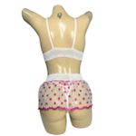 Conjunto Coração Com Sainha (ID1118)- - Branco c/ Rosa 