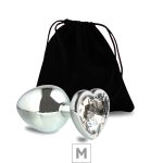 Plug de Metal M Pedra Formato de Coração VP (PL009M). - Pedra Transparente