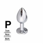 Plug de Metal P Pedra Formato de Coração VP (PL009P). - Pedra Vermelha