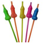 *Canudo Com Mini Pênis Neon 1un (RA1456) - Cores Variadas