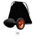 *Plug De Silicone M Preto (SX274) - Pedra Laranja 