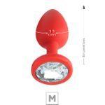 *Plug De Silicone M Vermelho (SX274) - Pedra Transparente