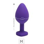 Plug De Silicone M Roxo Pedra Formato de Coração (SX294) - Pedra Vermelha