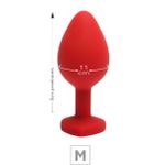 Plug De Silicone M Vermelho Pedra Formato de Coração (SX294) - Pedra Rosa