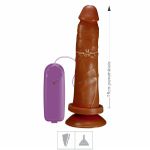 Prótese 19x14cm Com Vibro e Ventosa (ADAO35). - Marrom