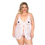 *Camisola Renda Curta Plus Size (PS2063) - Branco