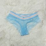 Calcinha Renda Cós Bicolor (DR0045). - Azul