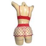 Conjunto Coração Com Sainha (ID1118) - Amarelo c/ Vermelho