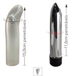 Vibrador Personal Metálico Com Capa Transparente (MV039) - Cromado