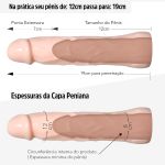 Capa Peniana 12cm Para 19cm Extensora Glande Arrendondada VP (CA018-14991). - Bege