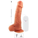 Prótese 18x16cm Com Vibro Ventosa e Escroto (SSV041V) - Bege