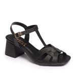 Sandália Feminina Quadrada Salto Médio Grosso Moda Preto