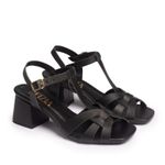 Sandália Feminina Quadrada Salto Médio Grosso Moda Preto