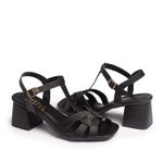 Sandália Feminina Quadrada Salto Médio Grosso Moda Preto