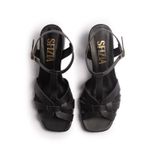 Sandália Feminina Quadrada Salto Médio Grosso Moda Preto