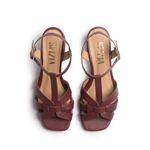 Sandália Feminina Quadrada Salto Médio Grosso Moda Bordô