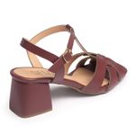 Sandália Feminina Quadrada Salto Médio Grosso Moda Bordô