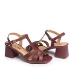 Sandália Feminina Quadrada Salto Médio Grosso Moda Bordô