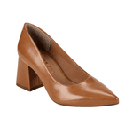 Sapato Scarpin Bico Fino Salto Médio Grosso Basic Âmbar Marrom Âmbar
