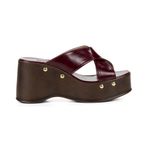 Sandália Feminina Anabela Madeira Estilo Boho Plataforma Tira Cruzadas Lerna Bordô