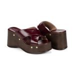 Sandália Feminina Anabela Madeira Estilo Boho Plataforma Tira Cruzadas Lerna Bordô