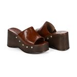 Sandália Feminina Anabela Moda Boho Plataforma Tamanco Ombre Caramelo