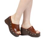 Sandália Feminina Anabela Moda Boho Plataforma Tamanco Ombre Caramelo