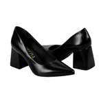 Sapato Scarpin Social Bico Fino Salto Médio Grosso Basic Preto