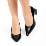 Sapato Scarpin Social Bico Fino Salto Médio Grosso Basic Preto