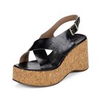 Sandália Feminina Anabela Plataforma Fujji Preto