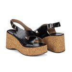Sandália Feminina Anabela Plataforma Fujji Preto