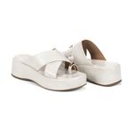 Sandália Feminina Anabela Flatform Tira Cruzada Nika Off White