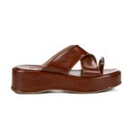 Sandália Feminina Anabela Flatform Tira Cruzada Nika Caramelo
