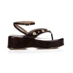 Sandália Feminina Anabela Flatform Dedo Boho Clio Café