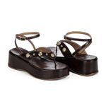 Sandália Feminina Anabela Flatform Dedo Boho Clio Café