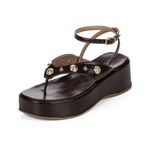 Sandália Feminina Anabela Flatform Dedo Boho Clio Café
