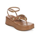 Sandália Feminina Anabela Flatform Dedo Boho Clio Camel
