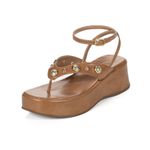 Sandália Feminina Anabela Flatform Dedo Boho Clio Camel