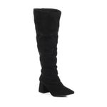 Bota Feminina Montaria Cano Longo Enrugada Camurça Preta
