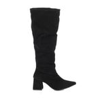 Bota Feminina Montaria Cano Longo Enrugada Camurça Preta