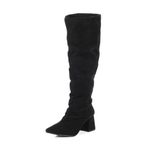 Bota Feminina Montaria Cano Longo Enrugada Camurça Preta