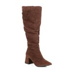 Bota Feminina Montaria Enrugada Camurça Caramelo